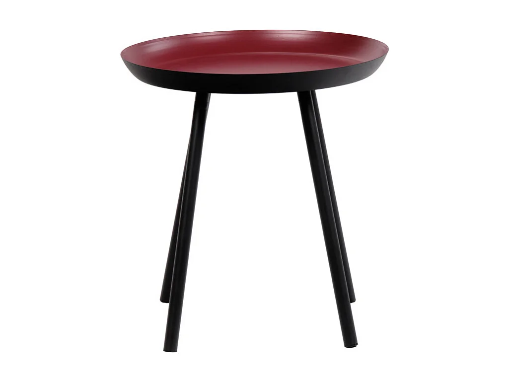 Table d'appoint ronde D. 38 cm métal rouge et pieds noirs - LAK 8969