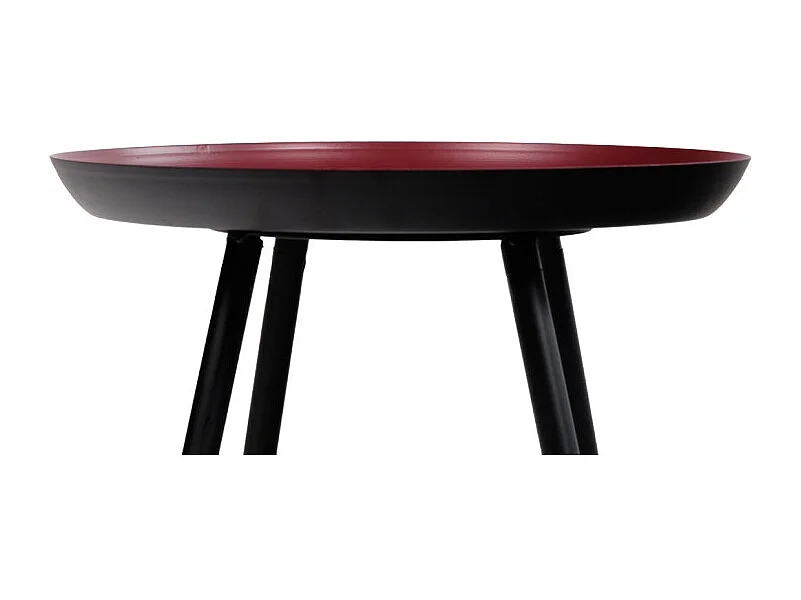 Table d'appoint ronde D. 38 cm métal rouge et pieds noirs - LAK 8969
