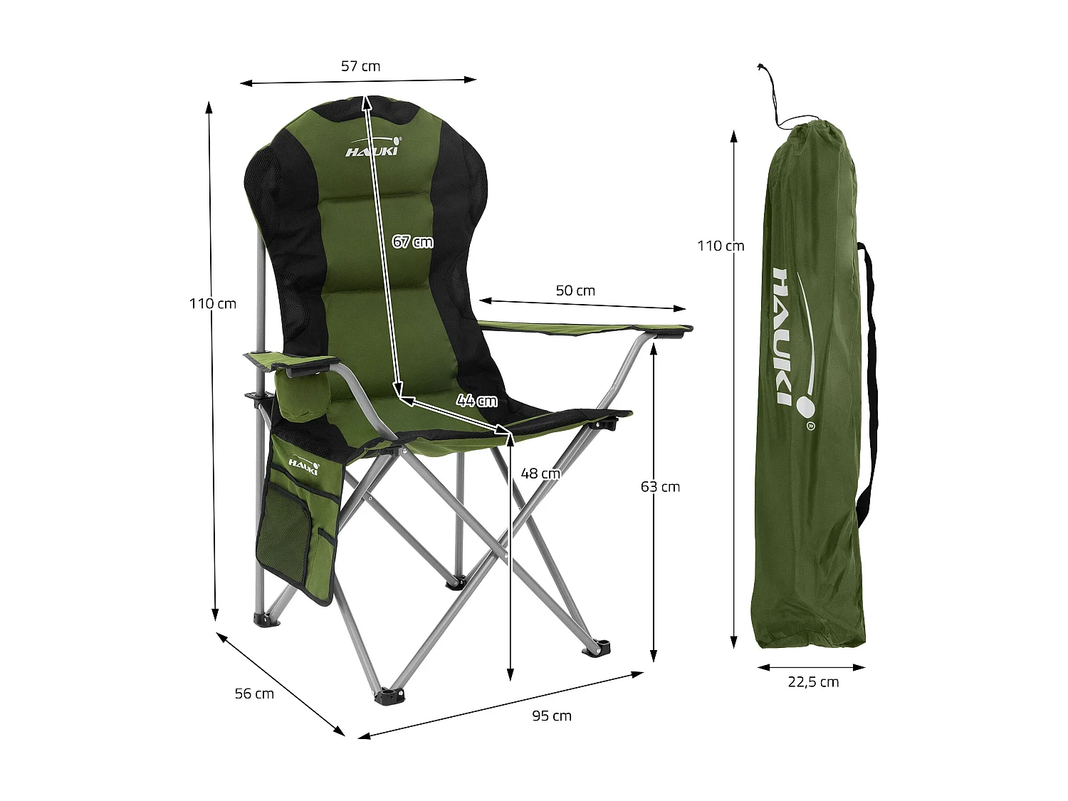 2x Sillas plegables de camping caqui asientos de pesca con portavasos y bolsa