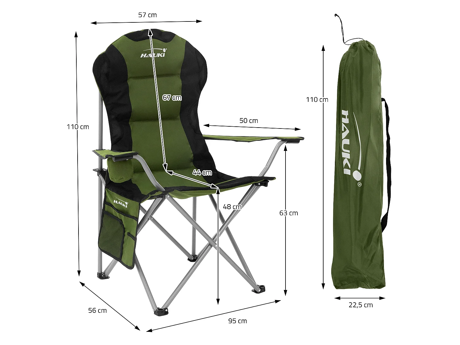 Set 2x sedia da campeggio cachi pieghevole con borsa portabicchieri sedie 150 kg