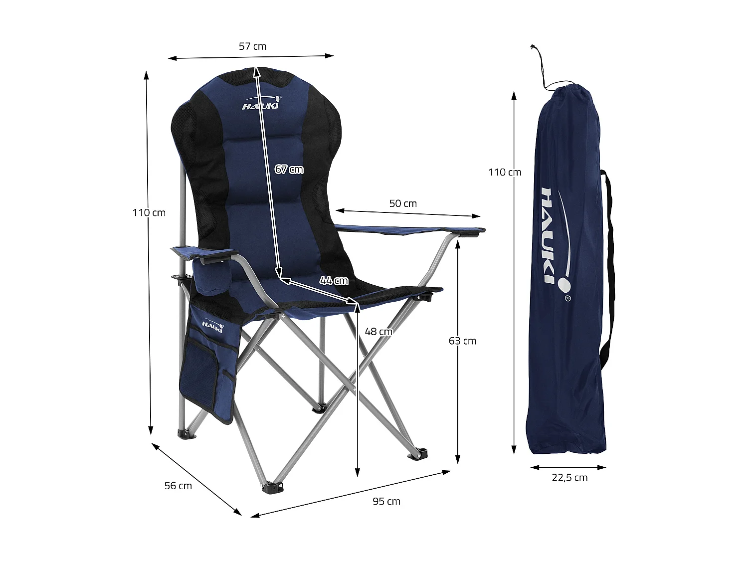 2x Sillas plegables de camping azul asientos de pesca con portavasos y bolsa