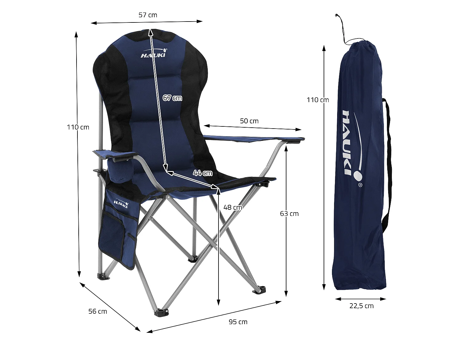 Set 2x sedia da campeggio blu pieghevole con borsa portabicchieri sedie 150 kg