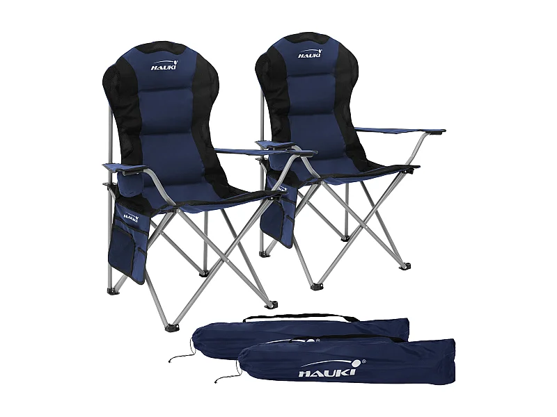 2x Sillas plegables de camping azul asientos de pesca con portavasos y bolsa