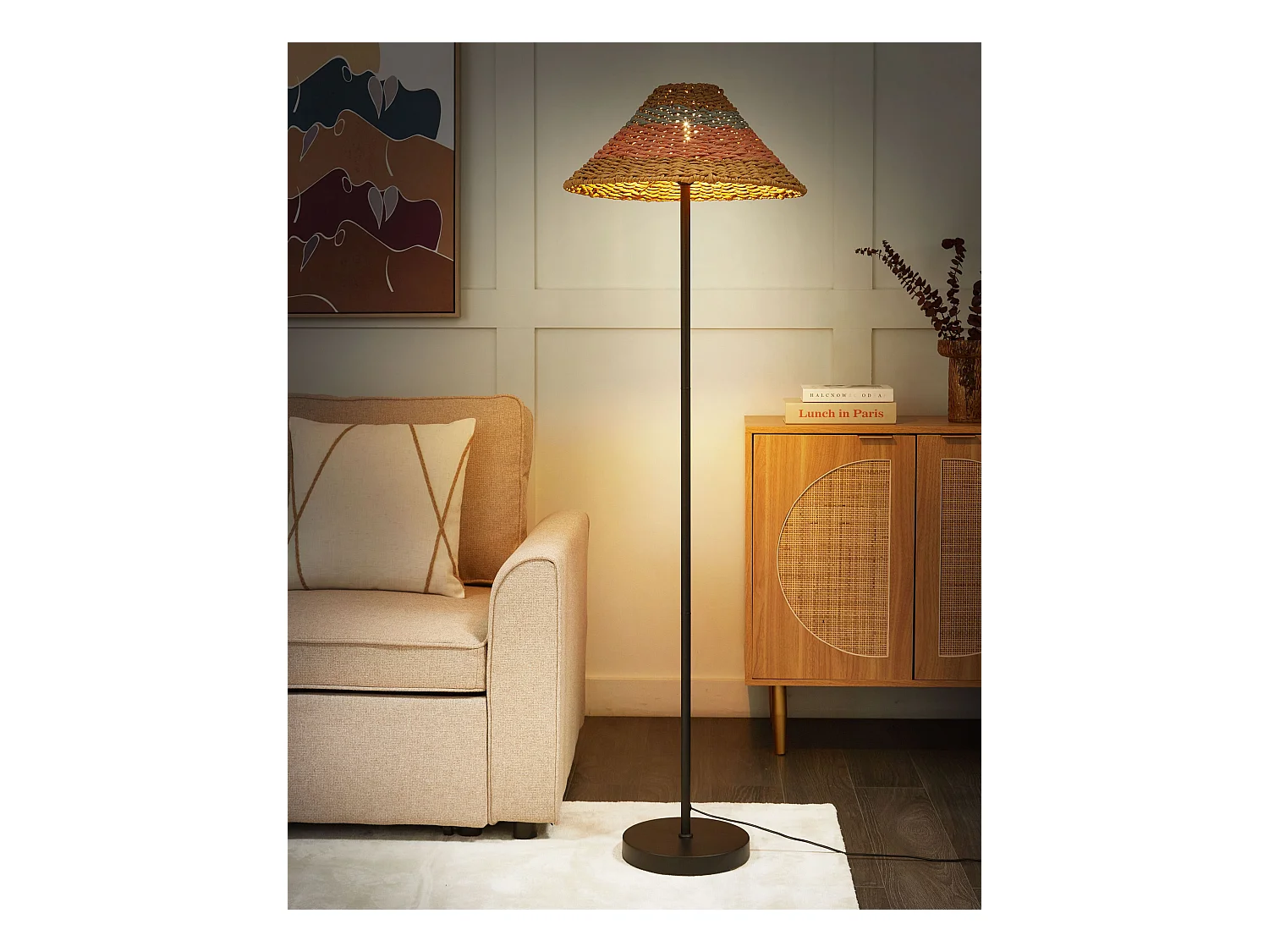 Staande lamp KYOGA Papier touw Beige