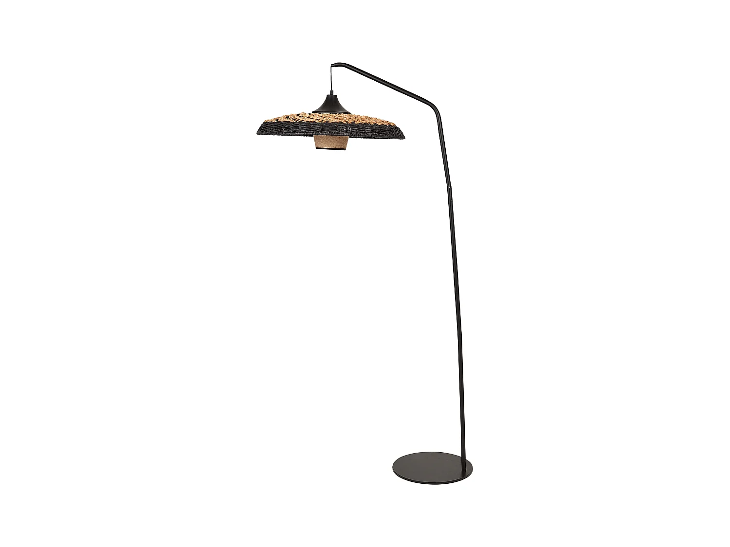 Stehlampe Papierschnur schwarz / beige 170 cm Boho Stil Kalomo