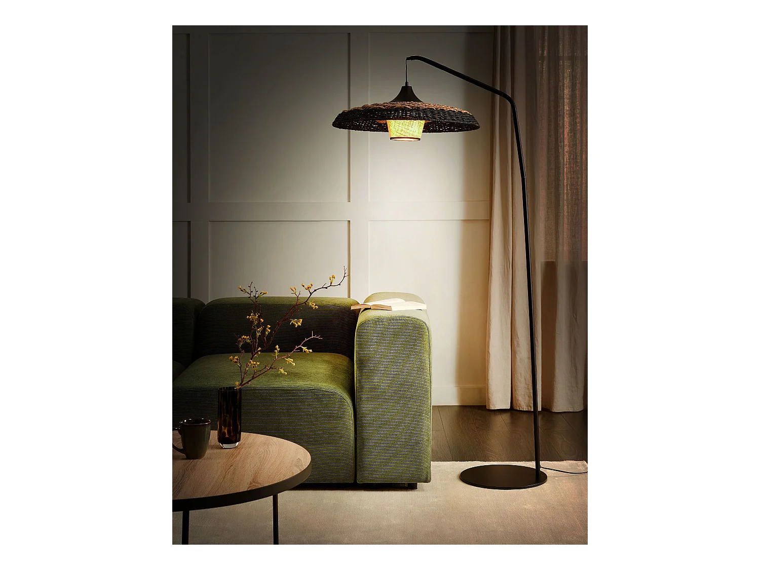 Staande lamp KALOMO Papier touw Zwart