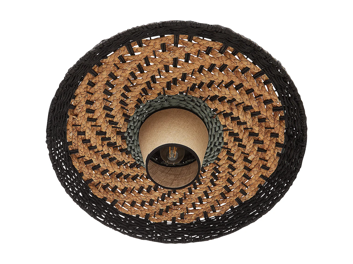 Stehlampe Papierschnur schwarz / beige 170 cm Boho Stil Kalomo