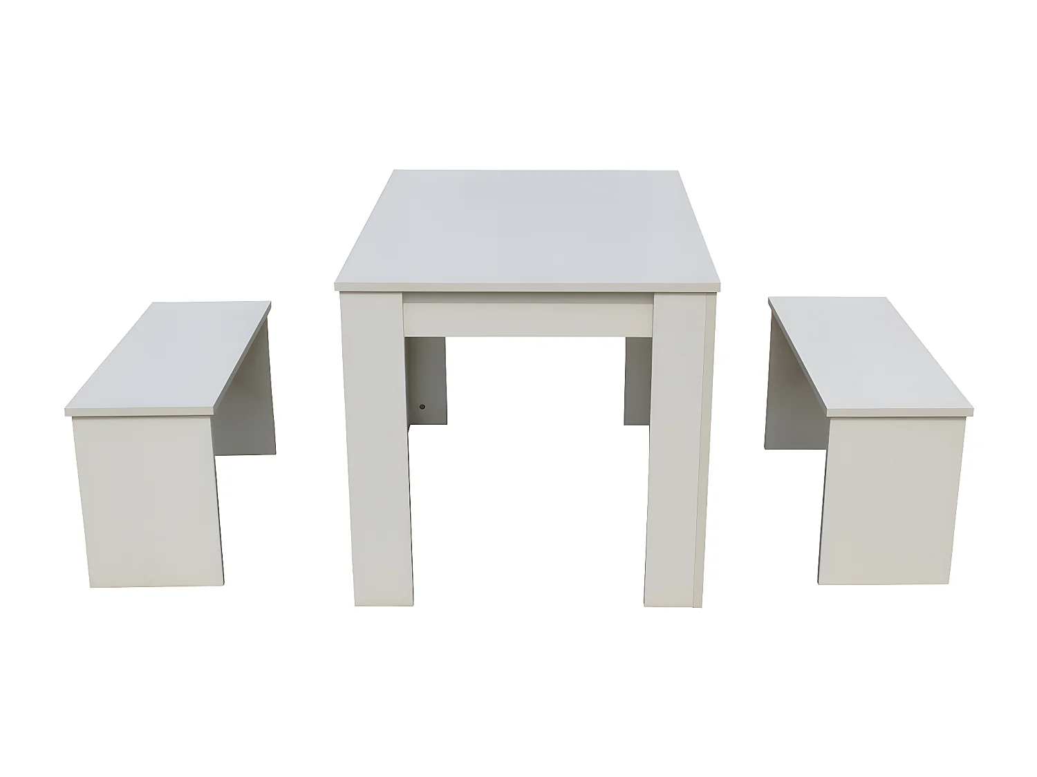 Mesa com 2 bancos "Tino" - 110 x 74 x 70 cm - Branco para espaços pequenos