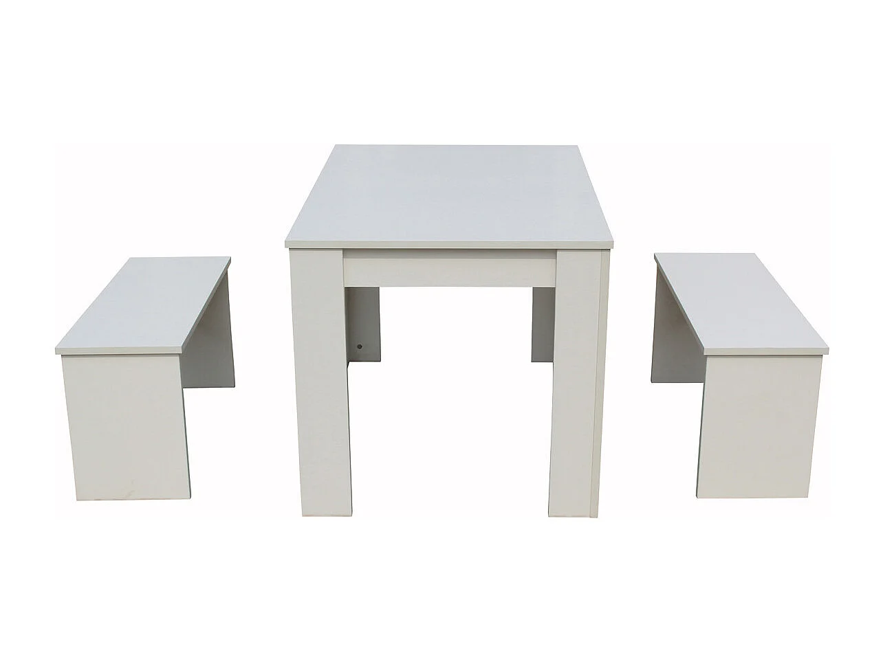 Mesa y 2 bancos "Tino"  - 140 x 74 x 70 cm - Blanco