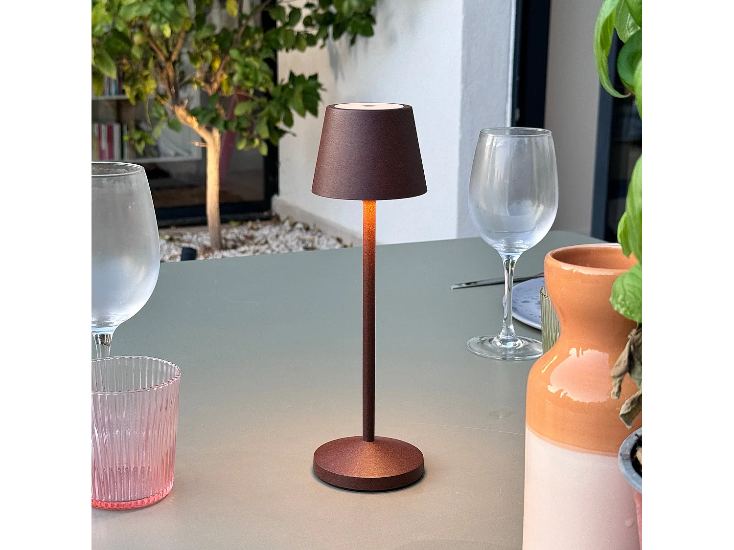 Lampe de table sans fil EMILY Rouille H25cm