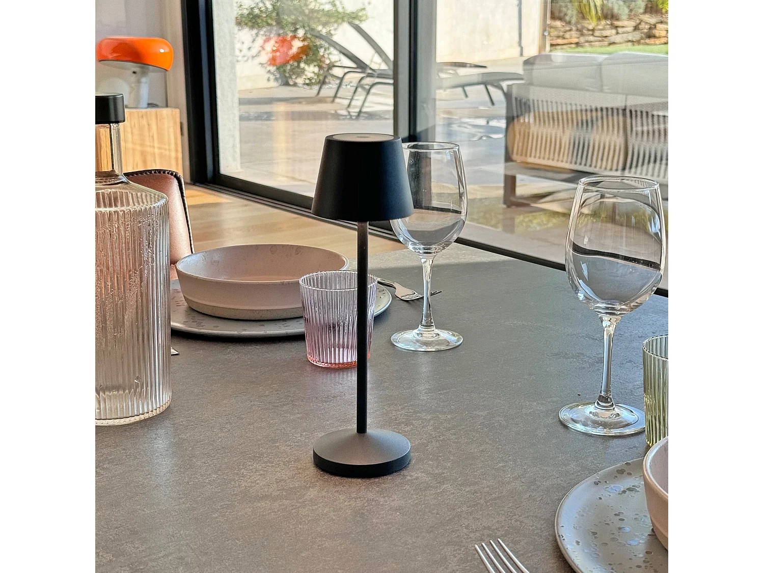 Lampe de table sans fil EMILY Noir H25cm