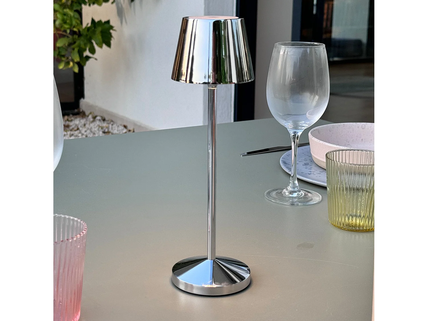 Lampe de table sans fil EMILY Argent Aluminium H25cm