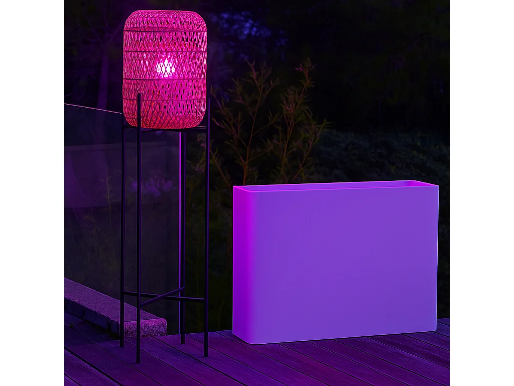 Lampadaire sans fil STANL Beige Poly rotin H150cm