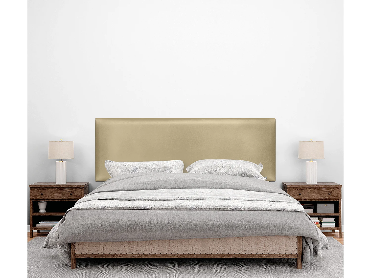 DHOME Tête de lit simili cuir lisse 150x50cm Lits 150 - Champagne