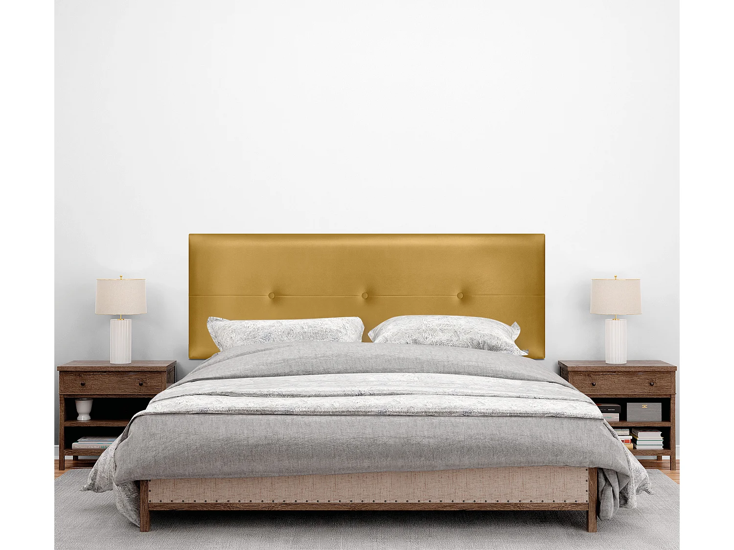 DHOME Tête de lit similicuir avec Boutons 150x105cm avec pieds Lits 150 - Doré