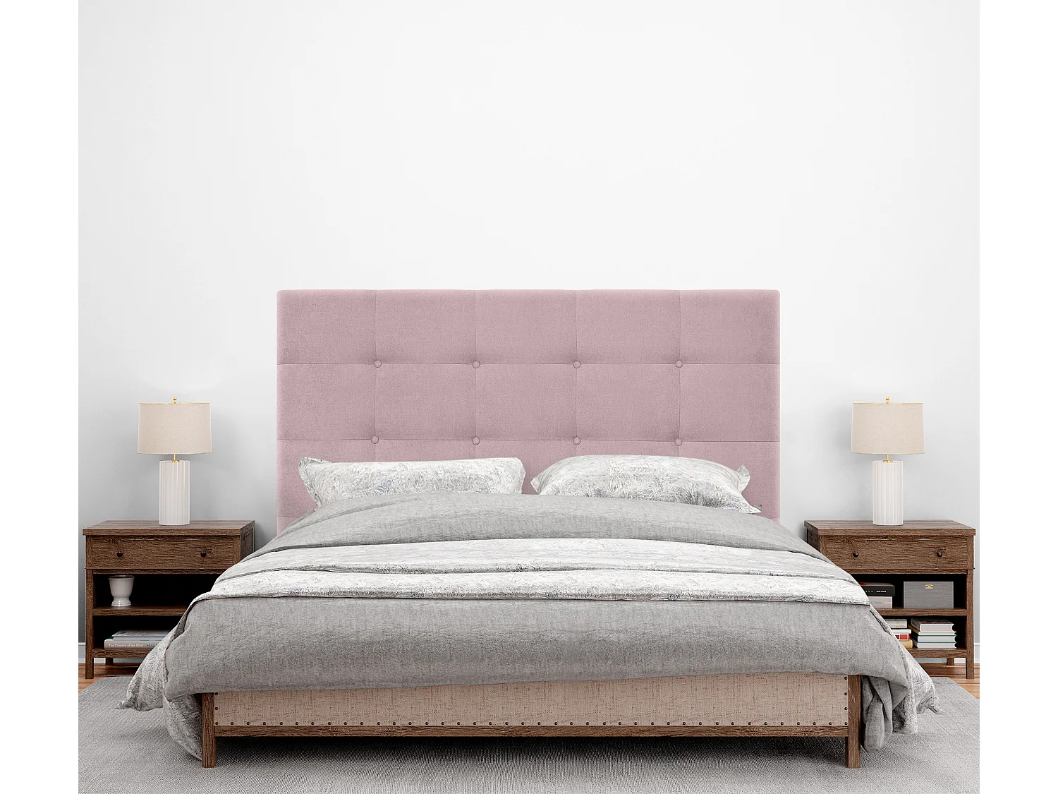 DHOME Cabeceira de  Tecido AquaLinho Capitoné Até o chão 150x120cm Camas 150 - Salmão