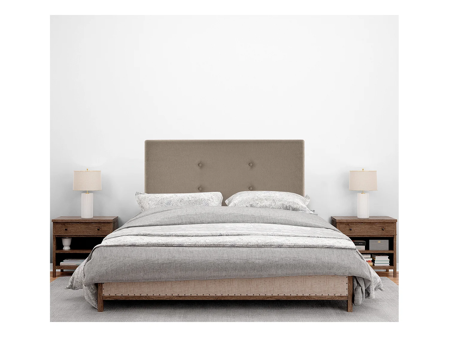 DHOME Tête de lit en tissu Aqualine avec 2 rangées de boutons 105x50cm Lits 105 - Terre