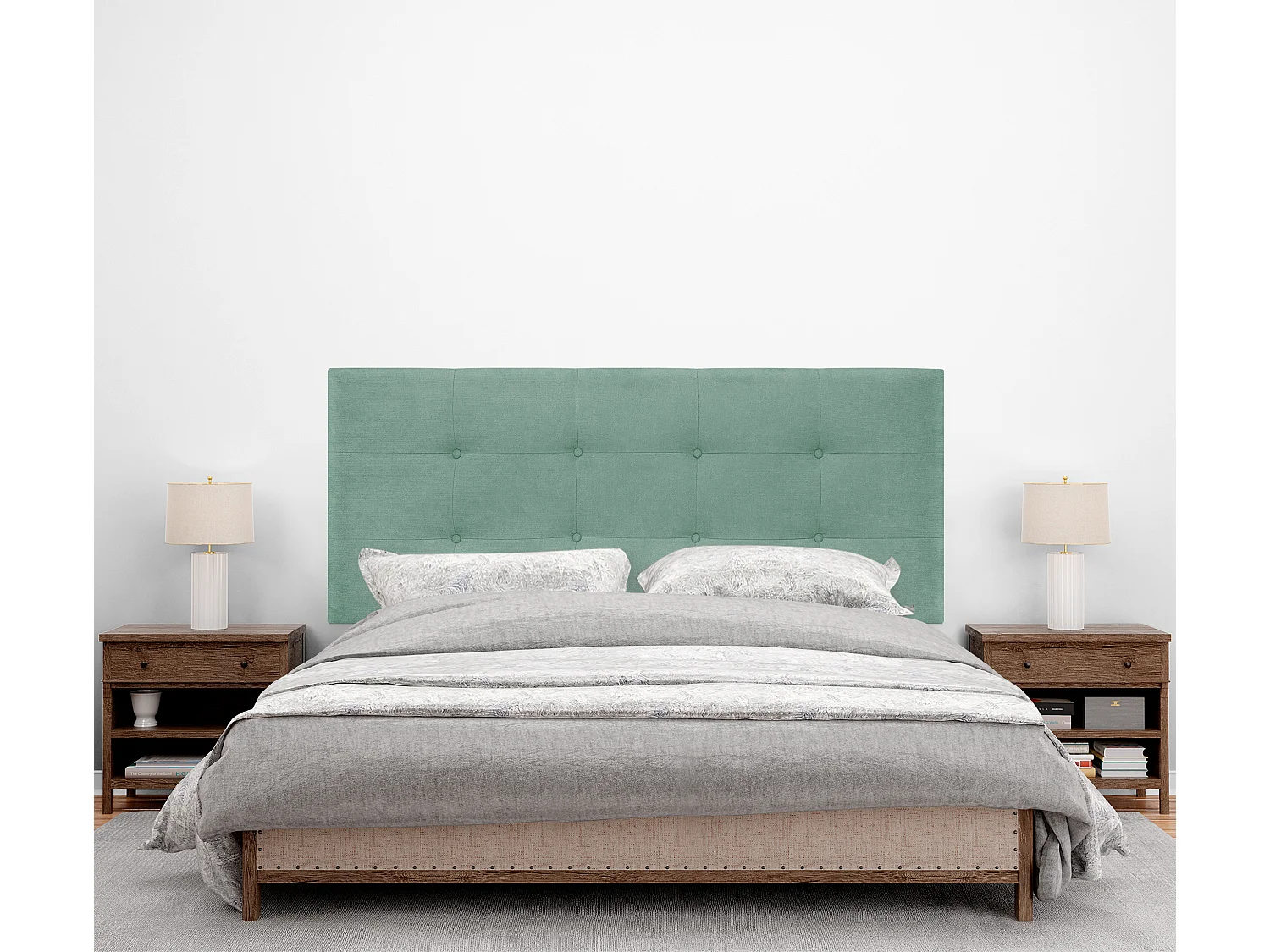 DHOME Hoofdeinde van Aqualine-stof capitonné tot op de vloer 105x120cm Bedden 105 - Zalm