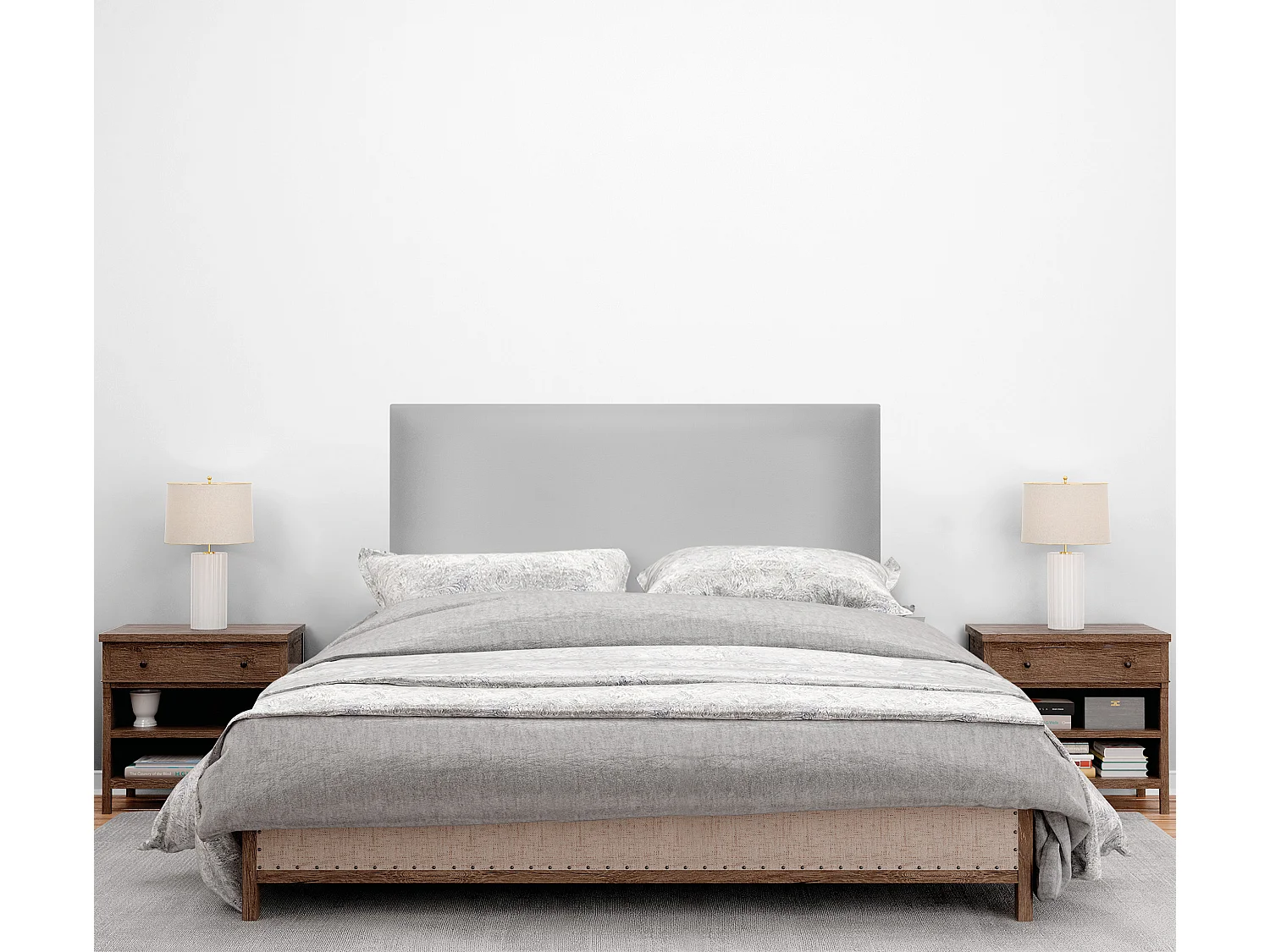 DHOME Tête de lit simili cuir lisse 105x50cm Lits 105 - Gris clair