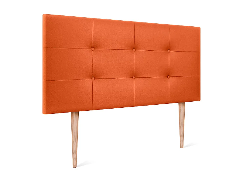 DHOME getuftetes Kunstleder-Kopfteil 90 x 115 cm mit Bettbeinen 80/90 – Orange