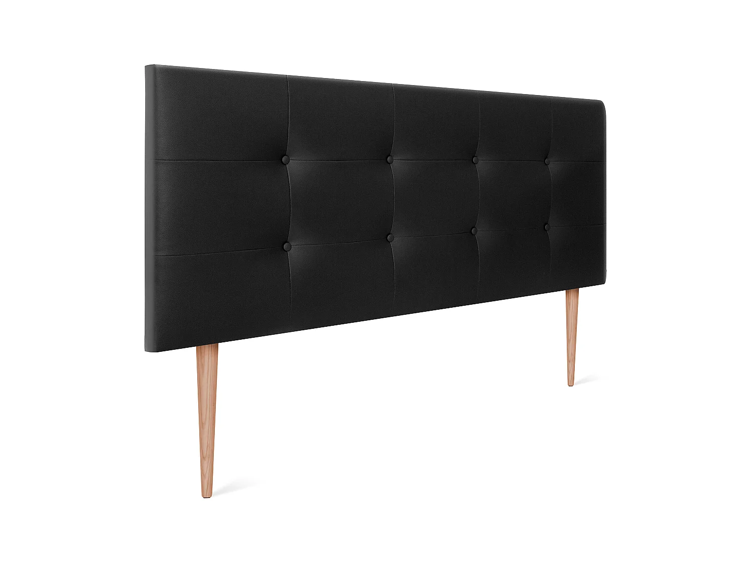 DHOME Tête de Lit en Similicuir Capitonnée 160x115cm avec Pieds Lit 150/160 - Noir