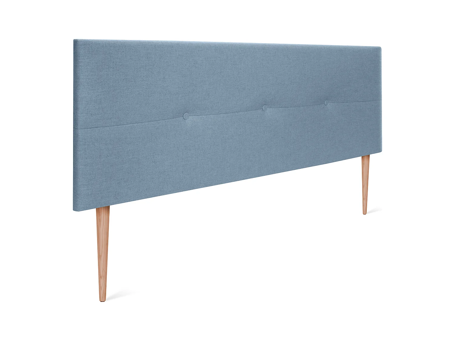 DHOME Tête de lit en lin naturel avec Boutons 145x105cm avec pieds Lits 135/140 - Bleu