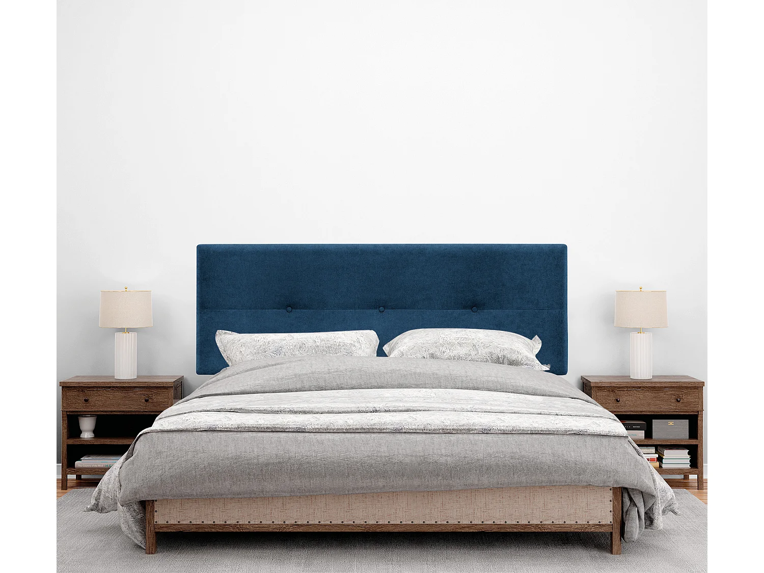 DHOME Cabeceira de  Tecido AquaLinho com Botões 160x50cm Camas 150/160 - Azul