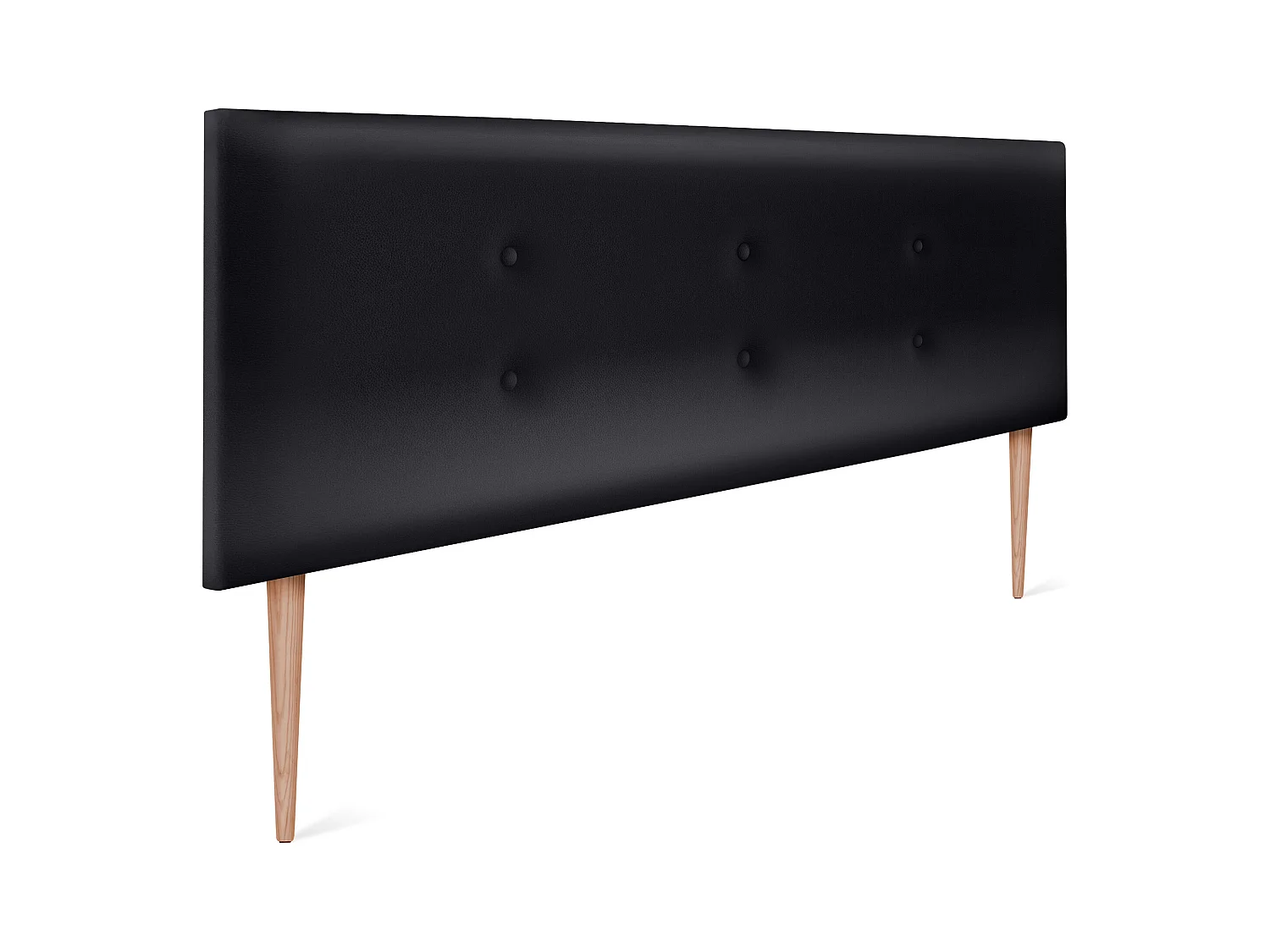 DHOME Tête de lit similicuir avec 2 rangées de boutons 145x105cm avec pieds Lits 135/140 - Noir