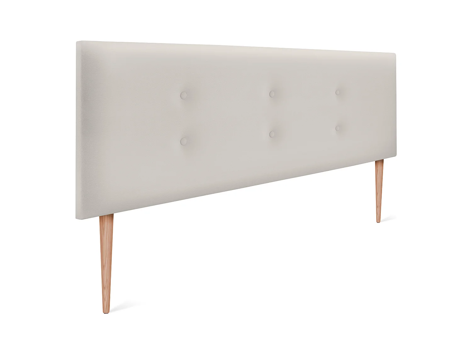 DHOME Tête de lit similicuir avec 2 rangées de boutons 150x105cm avec pieds Lits 150 - Blanc Osseux