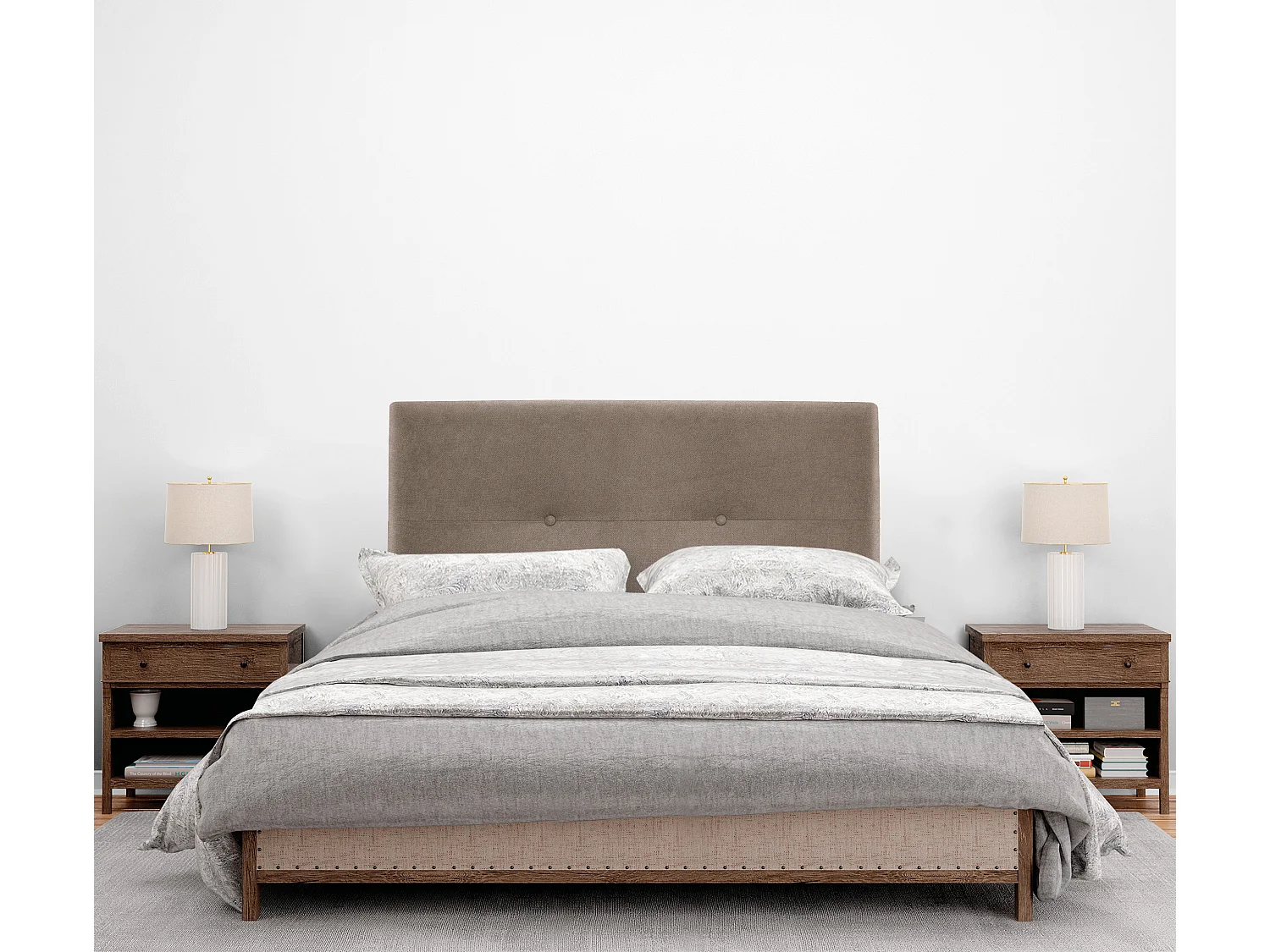 DHOME Aqualine Kopfteil aus Stoff mit Knöpfen 105x50cm Betten 105 - Erde