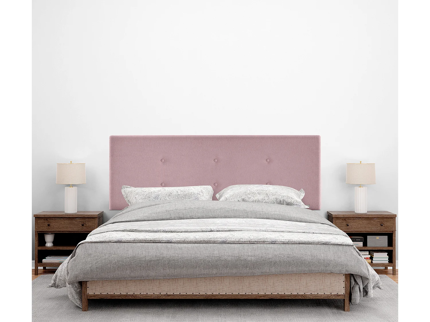 DHOME Tête de lit en tissu Aqualine avec 2 rangées de boutons 160x50cm Lits 150/160 - Saumon