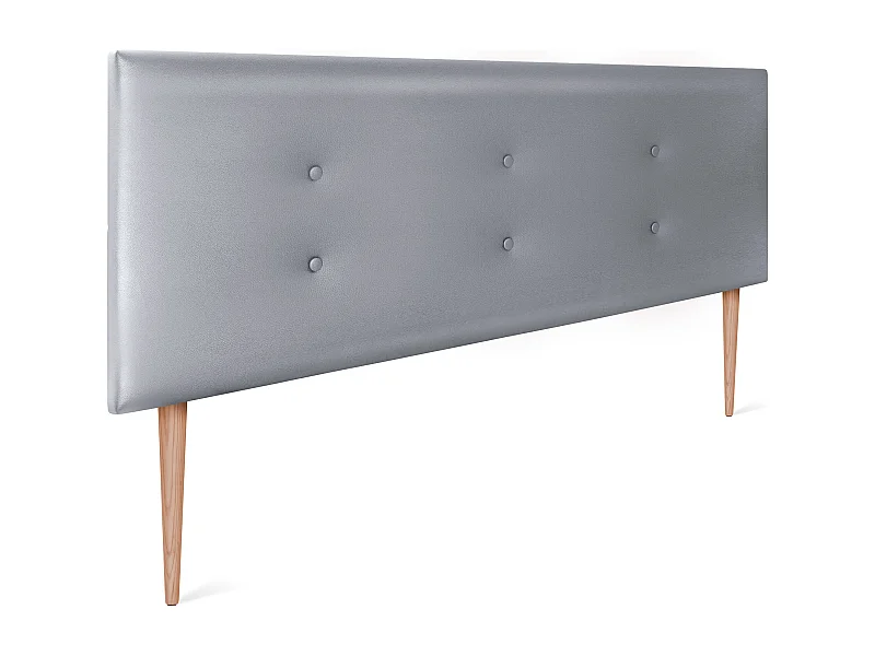 DHOME Tête de lit similicuir avec 2 rangées de boutons 160x105cm avec pieds Lits 150/160 - Argent