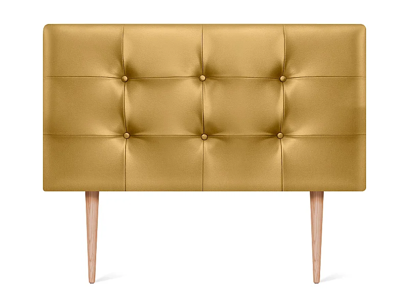 DHOME Tête de Lit en Similicuir Capitonnée 110x115cm avec Pieds Lit 105 - Doré