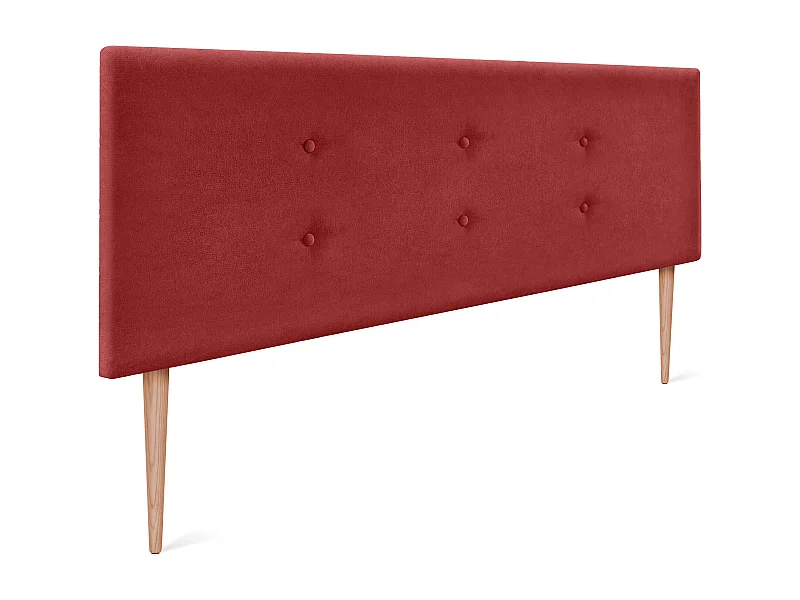 DHOME Tête de lit en tissu Aqualine avec 2 rangées de boutons 135x105cm avec pieds Lits 120/135 - Rouge