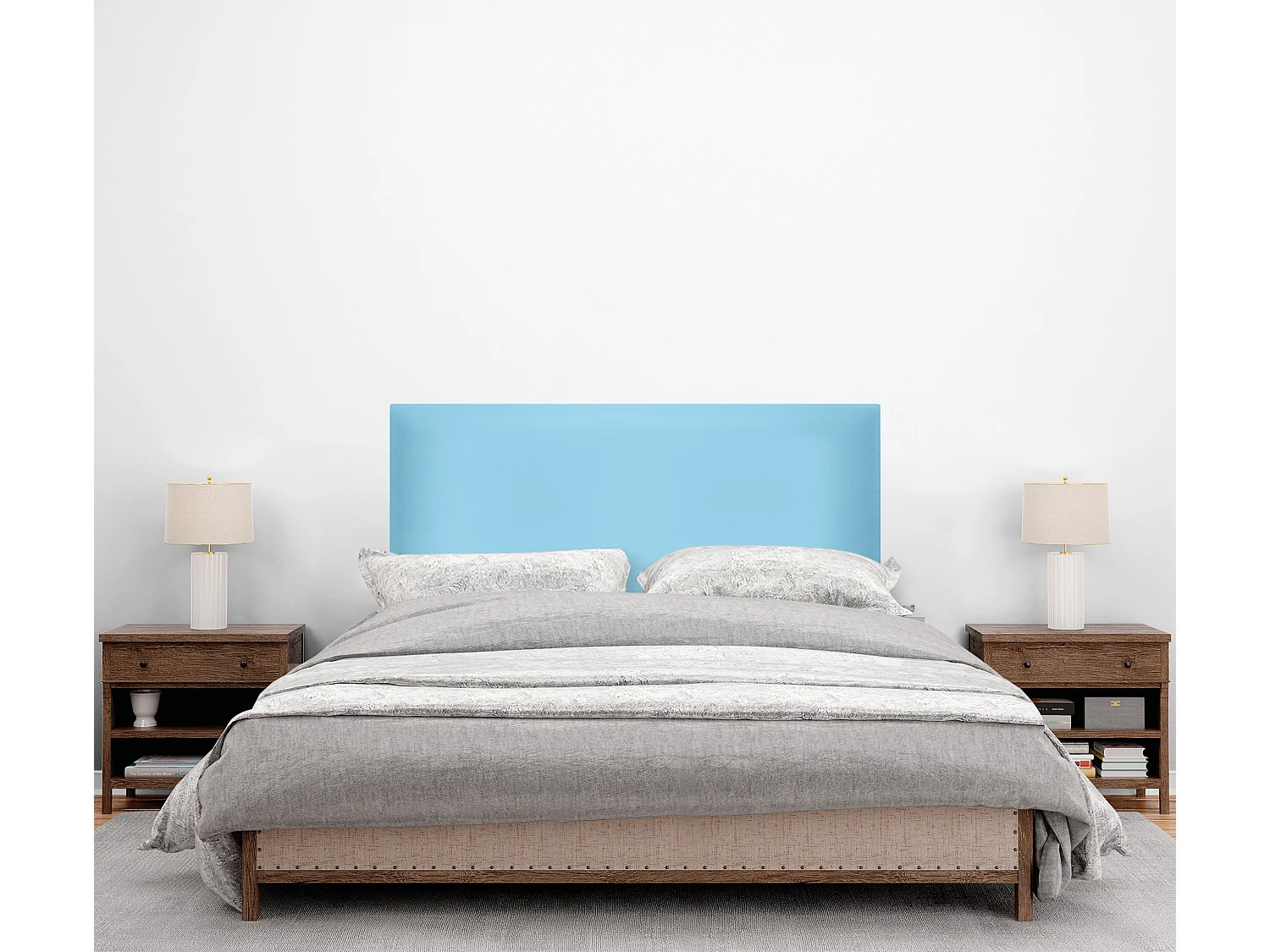 DHOME Kopfteil aus glattem Kunstleder 110x50cm Betten 105 - Hellblau