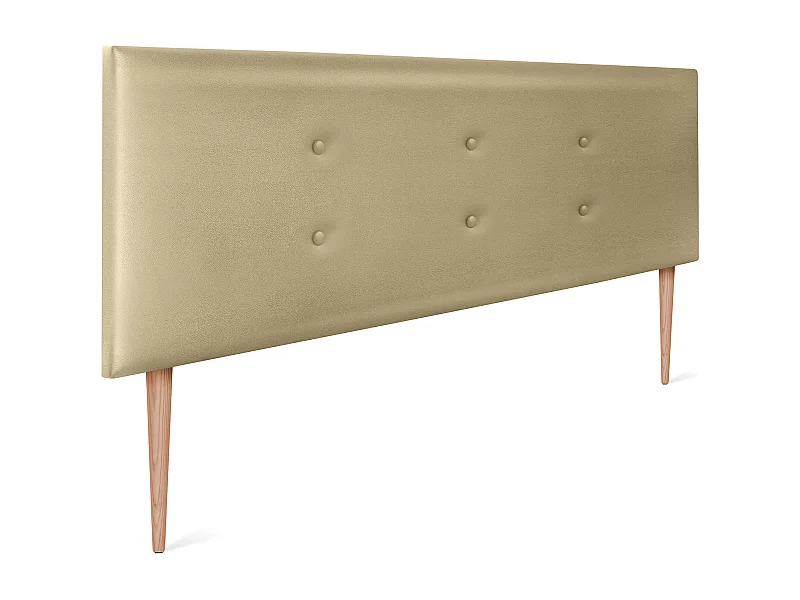 DHOME Tête de lit similicuir avec 2 rangées de boutons 150x105cm avec pieds Lits 150 - Champagne