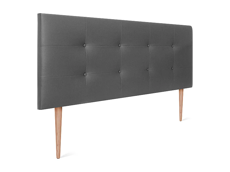 DHOME getuftetes Kunstleder-Kopfteil 160 x 115 cm mit Bettbeinen 150/160 – Grau