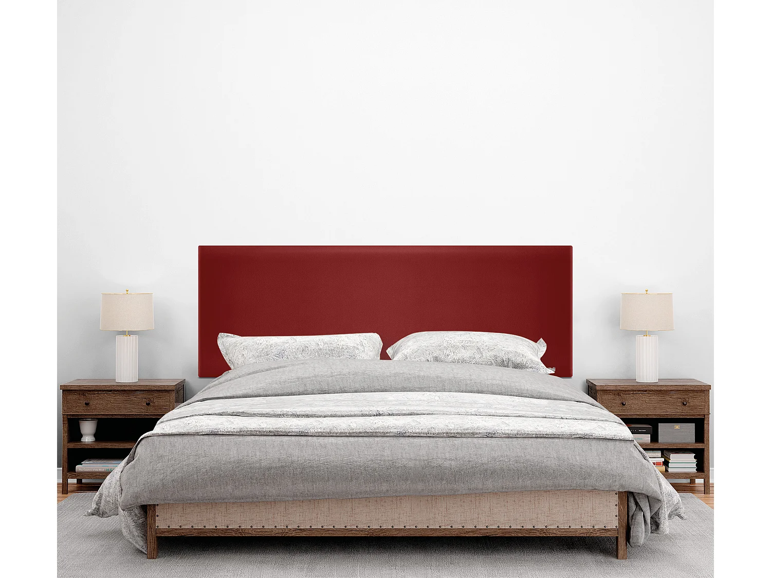 DHOME Tête de lit simili cuir lisse 135x105cm avec pieds Lits 120/135 - Rouge