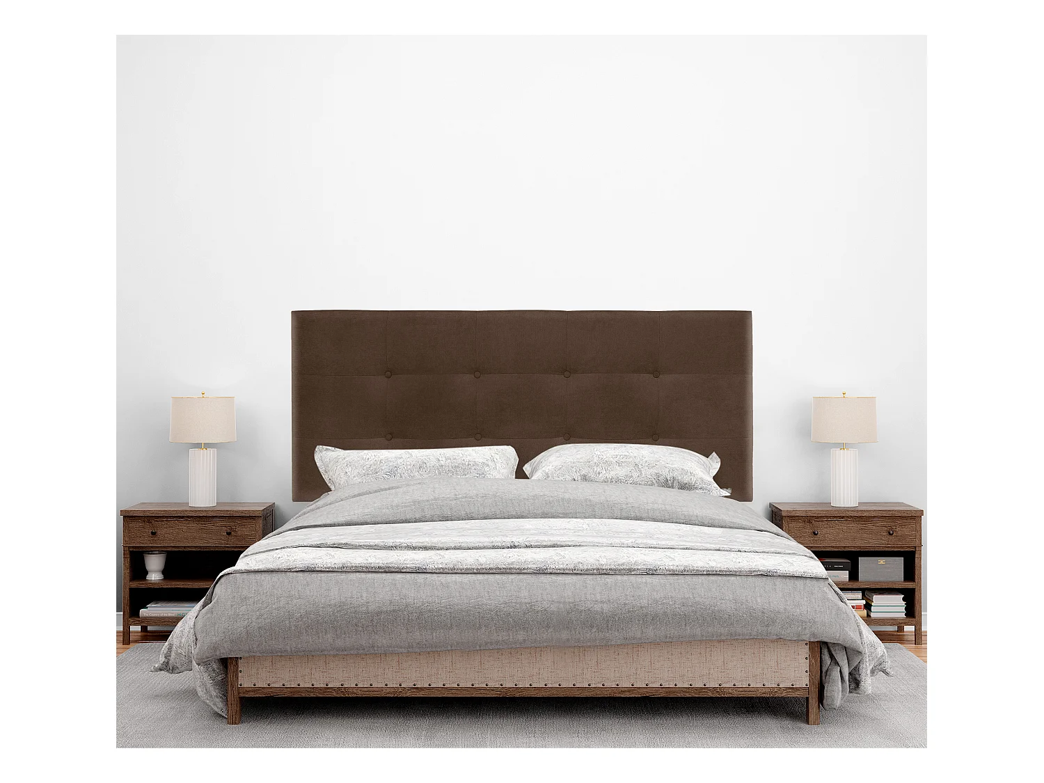 DHOME Tête de lit en tissu Aqualine Capitoné 135x60cm Lits 120/135 - Marron