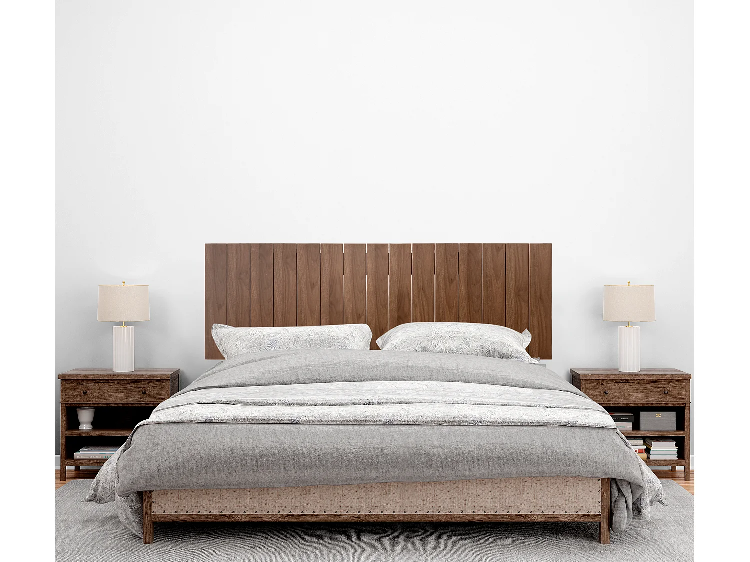 DHOME Tête de lit en bois recyclé DM Style Palette Verticale 145x46 Lits 135/140 - Bois Noyer