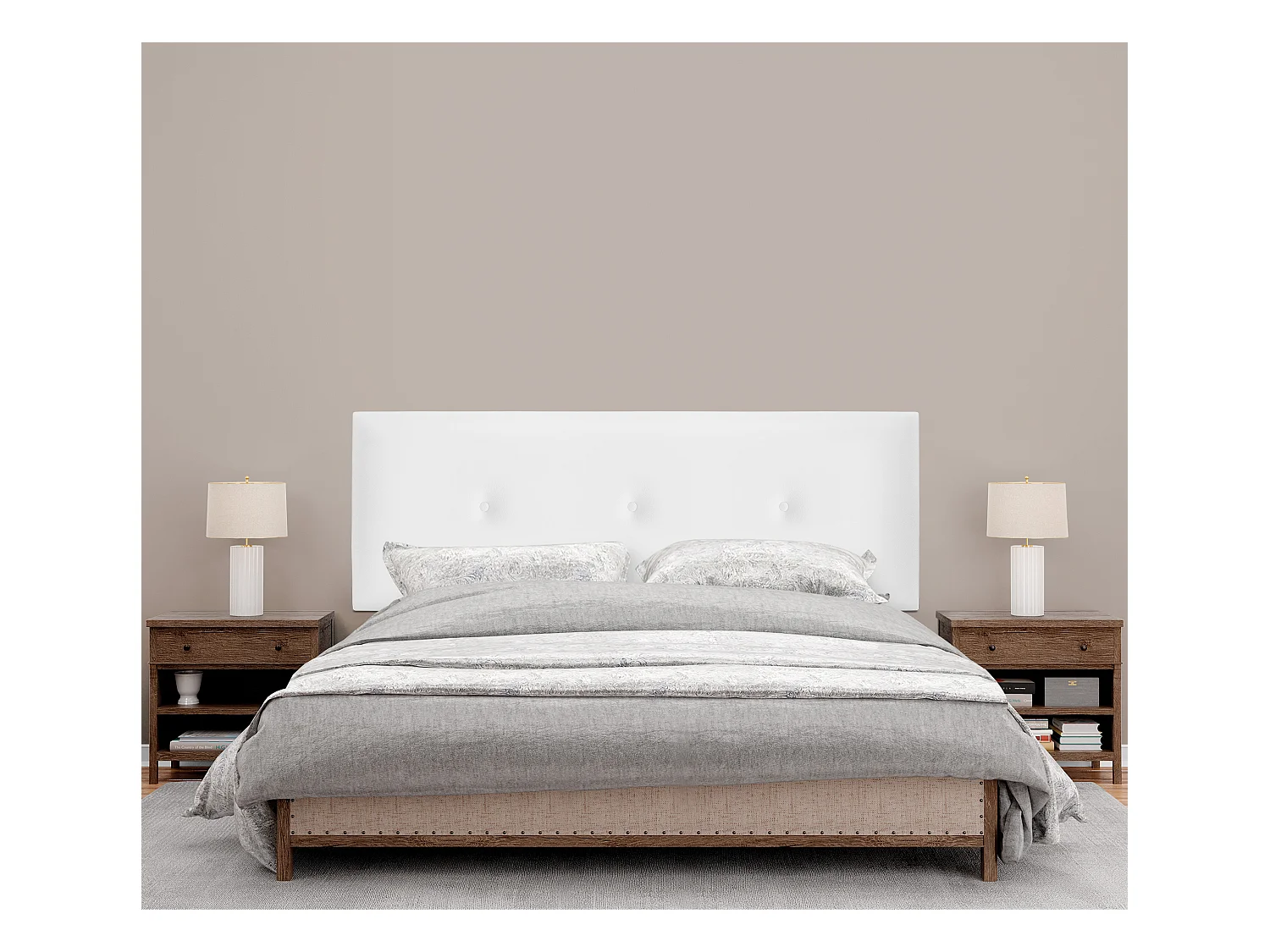 DHOME Glad kunstleer hoofdeinde met knopen 150x50cm bedden 150 - Wit