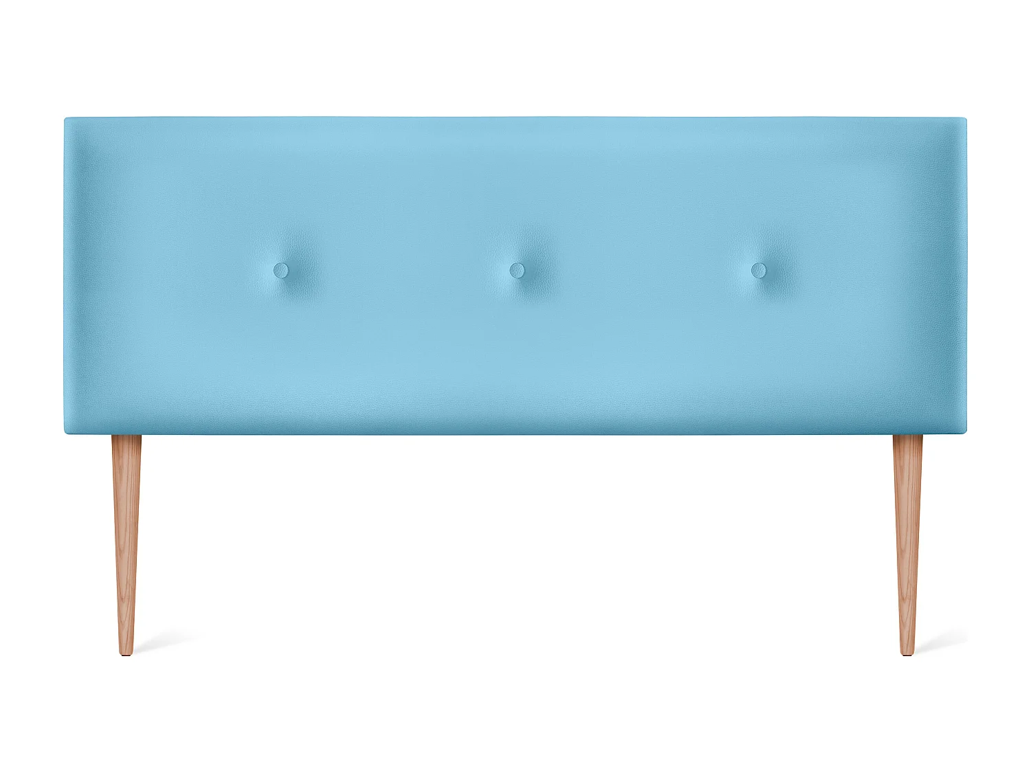 DHOME Kopfteil aus glattem Kunstleder mit Knöpfen 150x105cm Mit Beinen Betten 150 - Hellblau