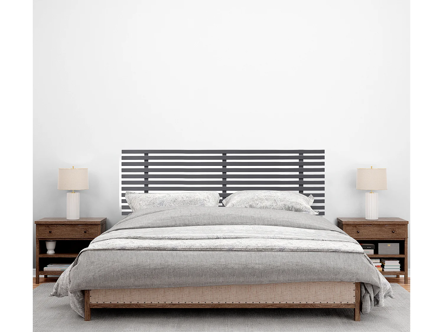 DHOME Tête de lit en bois recyclé DM Style Japonais 135x46cm Lits 120/135 - Gris Solide