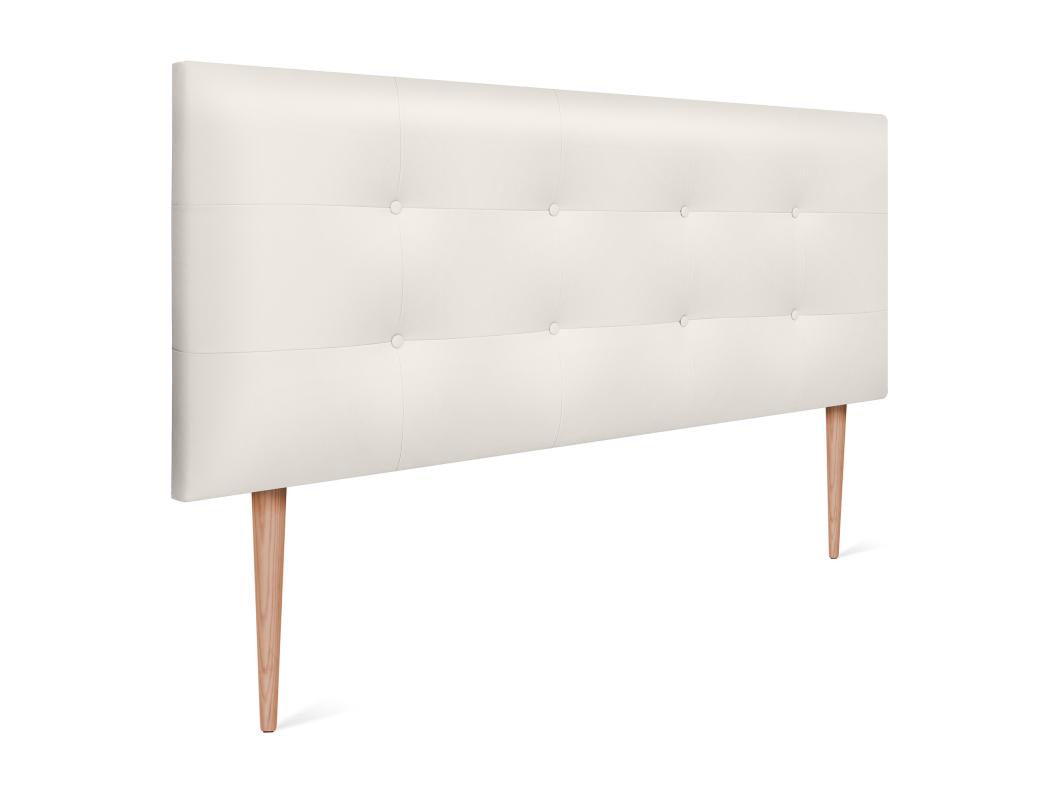 DHOME Testiera capitonnè in ecopelle 160x115 cm con gambe letto 150/160 - Bianco osso