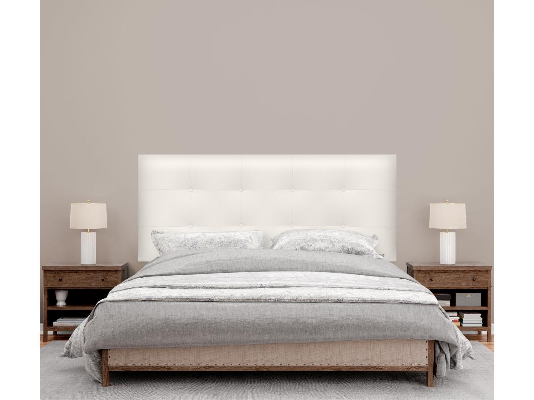 DHOME Testiera capitonnè in ecopelle 160x115 cm con gambe letto 150/160 - Bianco osso