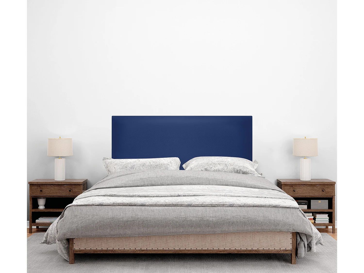 DHOME Cabeceira de  Couro sintético Liso Até o chão 105x120cm Camas 105 - Azul