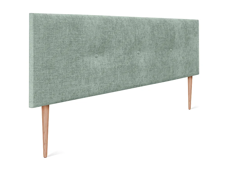 DHOME Tête de lit en laine naturelle avec Boutons 145x105cm avec pieds Lits 135/140 - Vert