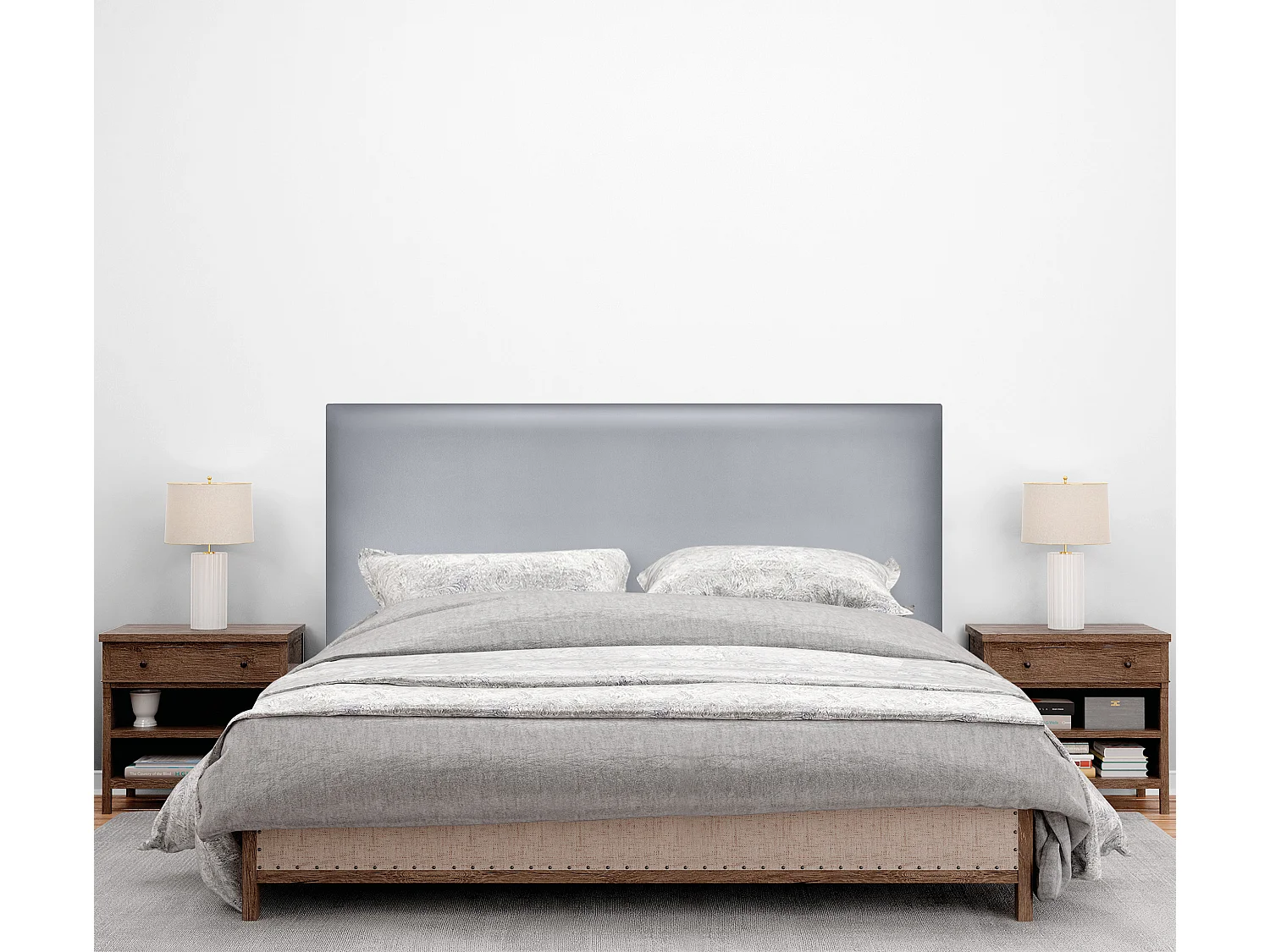 DHOME Cabeceira de  Couro sintético Liso Até o chão 160x120cm Camas 150/160 - Prata