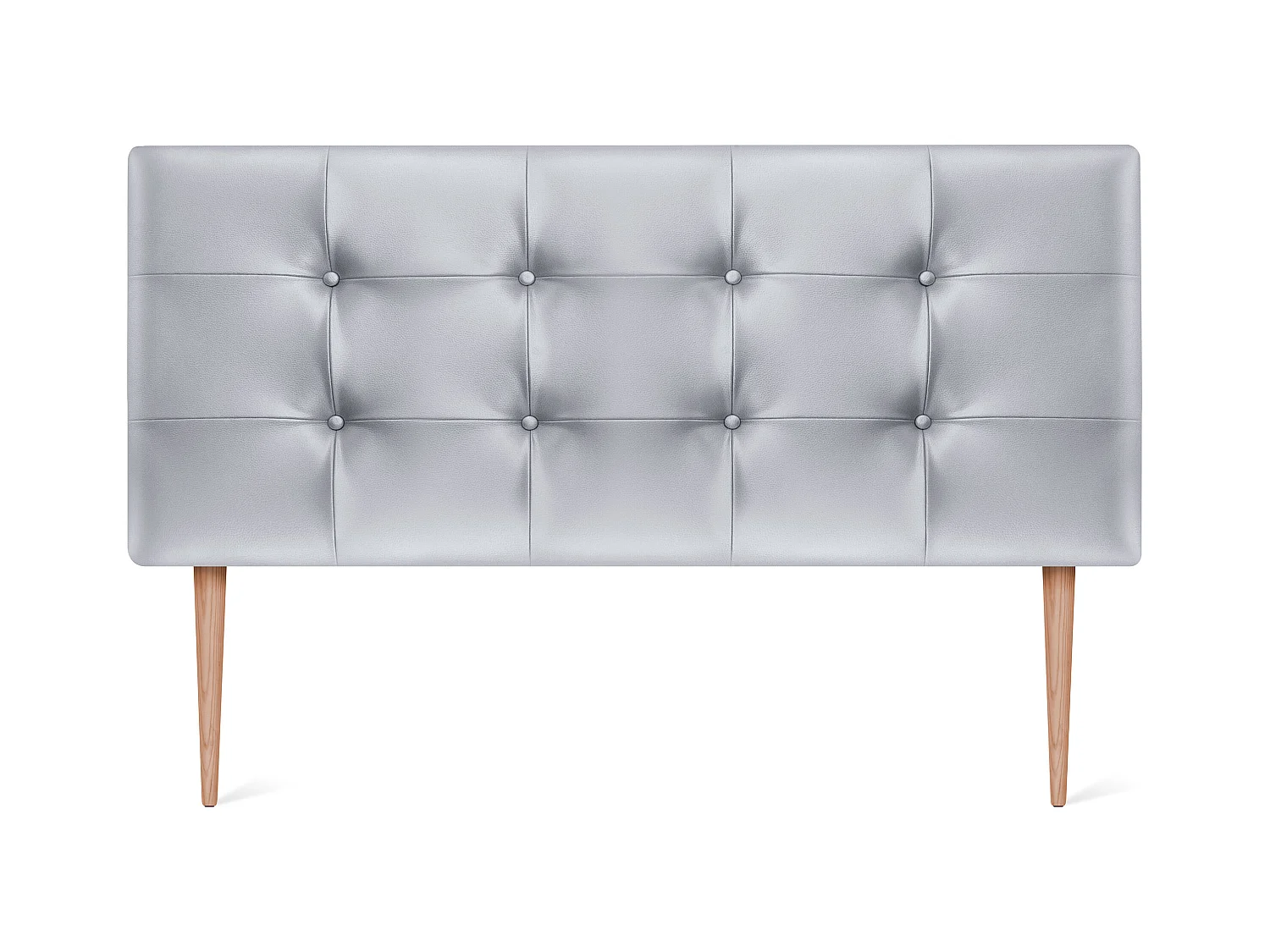 DHOME Tête de Lit en Similicuir Capitonnée 145x115cm avec Pieds Lit 135/140 - Argent