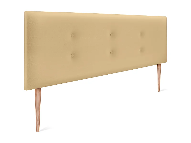 DHOME Kunstleer hoofdeinde met 2 rijen knopen 145x105cm met bedpoten 135/140 - Vanille
